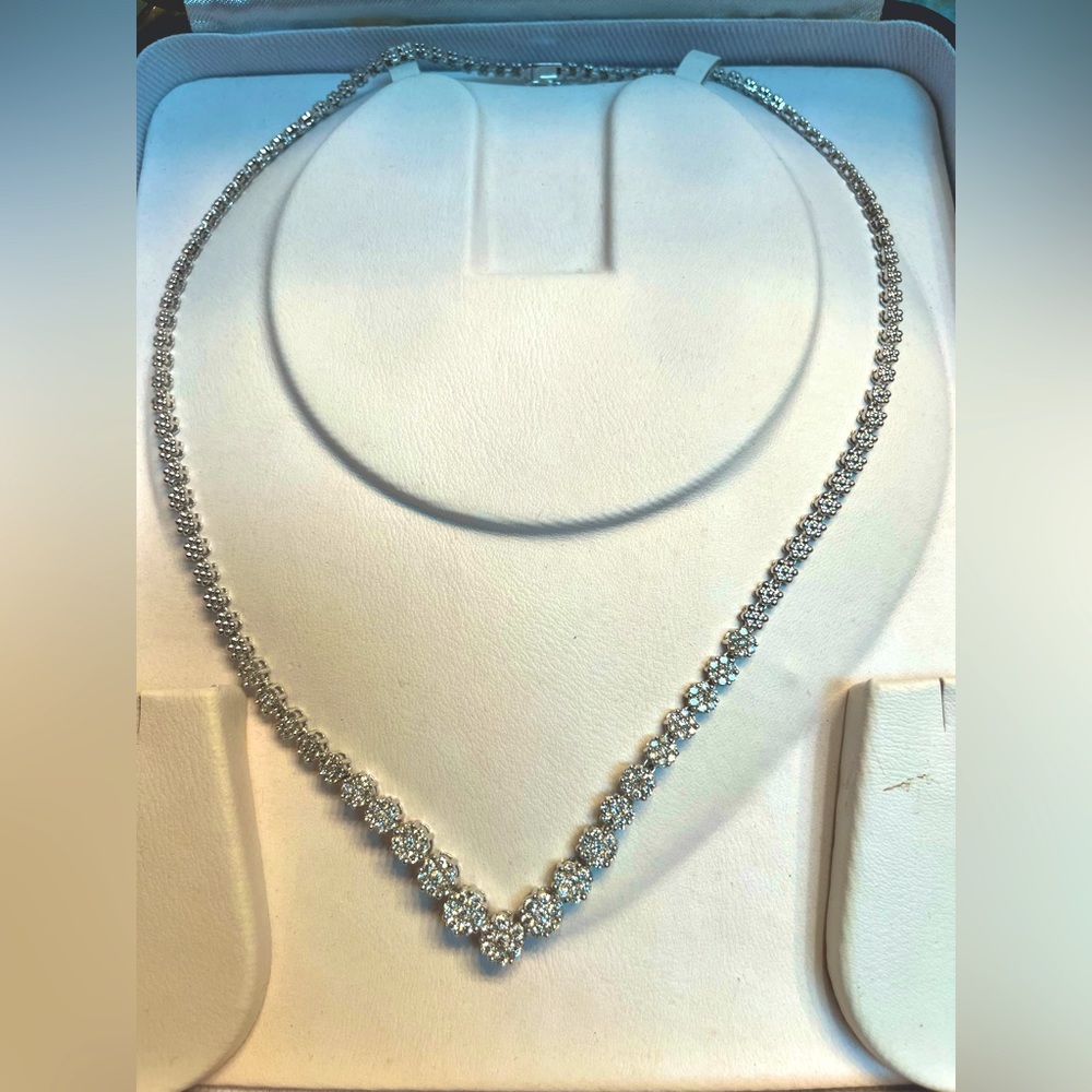 COPY - Zales’ 3 CT. T.W. Multi-Diamond Chevron Flower Necklace in 14K White Gold